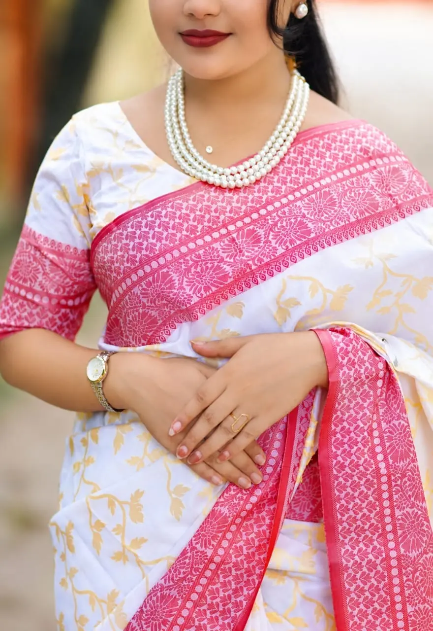 🌸 PUJA SPECIAL — Kashmiri Katan Saree With Blouse Piece 🌸